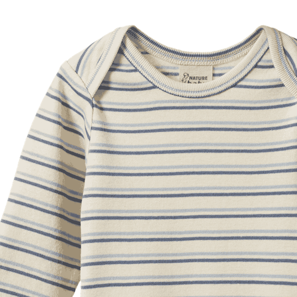Cotton Long Sleeve Bodysuit Horizon Stripe