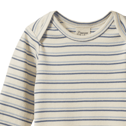 Cotton Long Sleeve Bodysuit Horizon Stripe