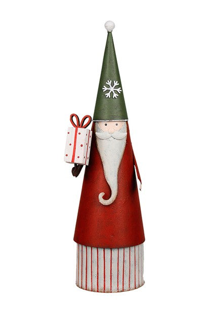 Metal Santa w Gift Red Large