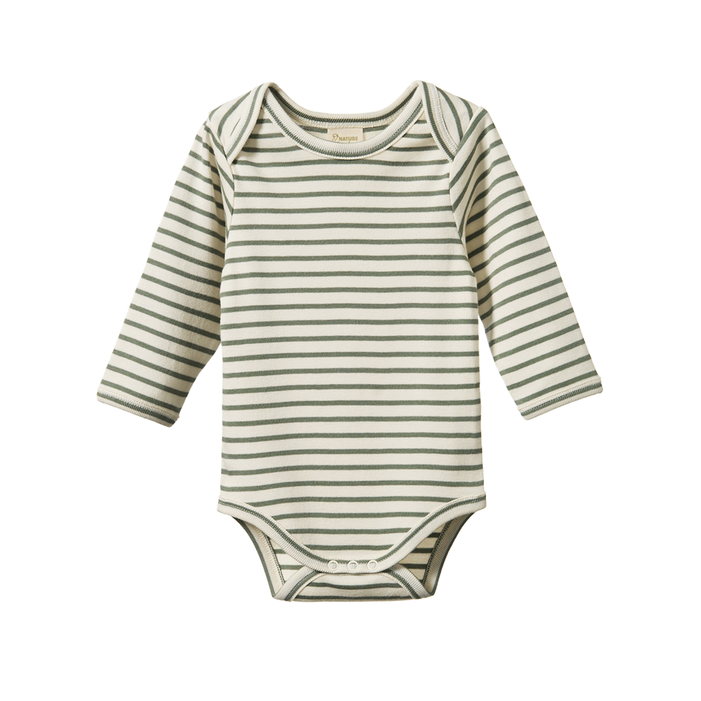 Cotton Long Sleeve Bodysuit Nettle Sailor Stripe