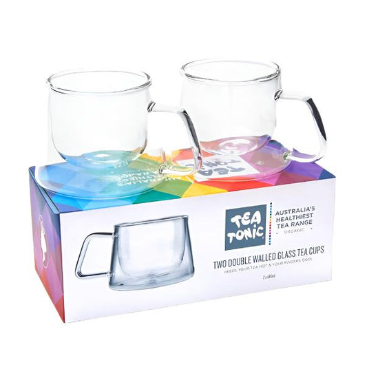 TT Two Double Walled Glass Tea Cups