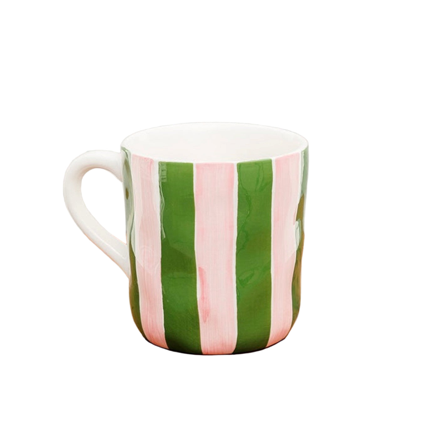 Mug Pink & Dark Green Stripe