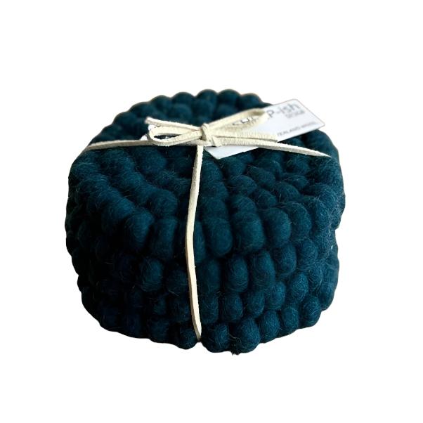 Felt Ball Coasters Teal