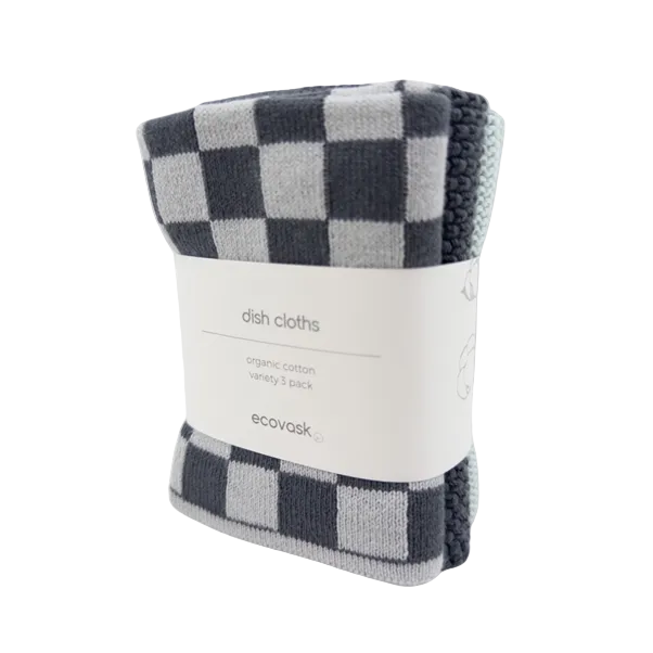 Dishcloth 3 Pack Graphite Lunar Chequer