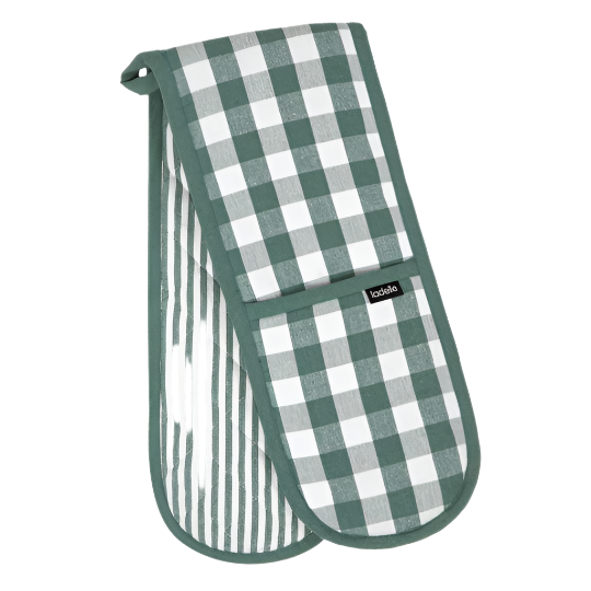 Eco Gingham Green Double Mitt