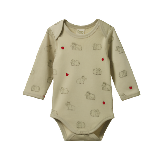 Cotton Long Sleeve Bodysuit Guinea Pig Gala