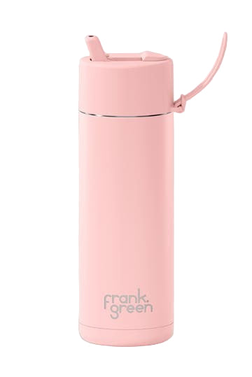 Ceramic Bottle w Flip Straw Lid 595ml Blushed