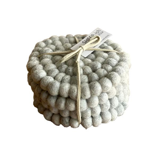 Felt Ball Coasters Grey Marle