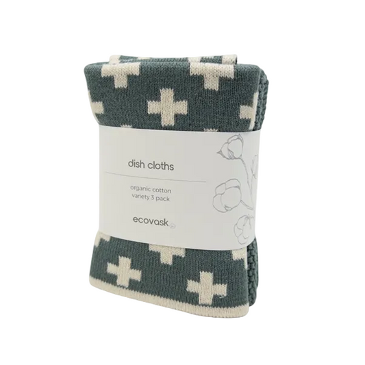 Dishcloth 3 Pack Sea Foam Chequer