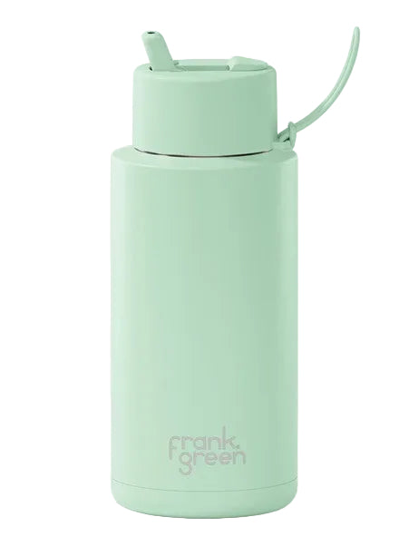 Ceramic Bottle w Flip Straw Lid 1ltr Mint Gelato