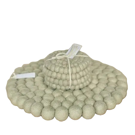 Felt Ball Pot Stands Sage 26cm