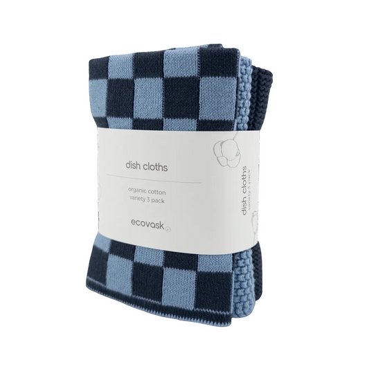 Dishcloth 3 Pack Cornflower Navy Chequer