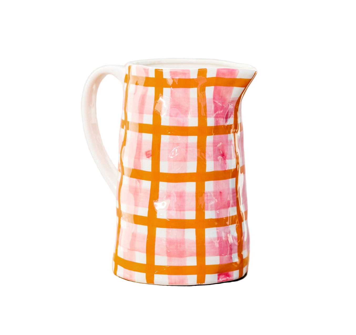 Med Jug Rose Pink & Orange Gingham