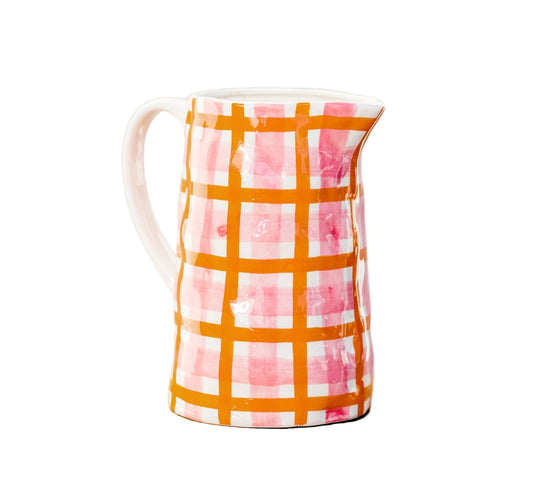 Med Jug Rose Pink & Orange Gingham