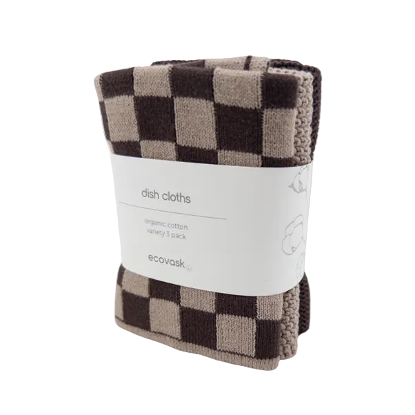 Dishcloth 3 Pack Chocolate Hummus Chequer