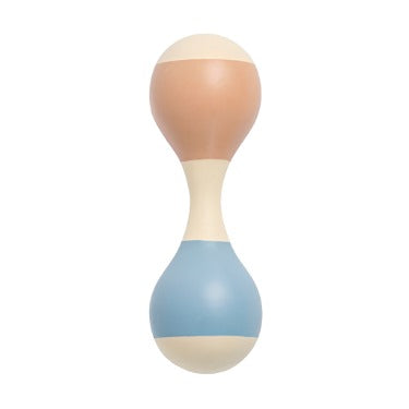 Wooden Maracas Rattle Blue/Peach