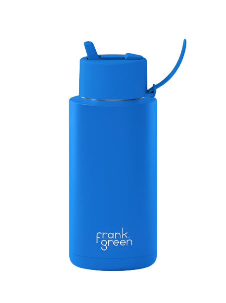 Ceramic Bottle w Straw Lid 1ltr Blue Lagoon