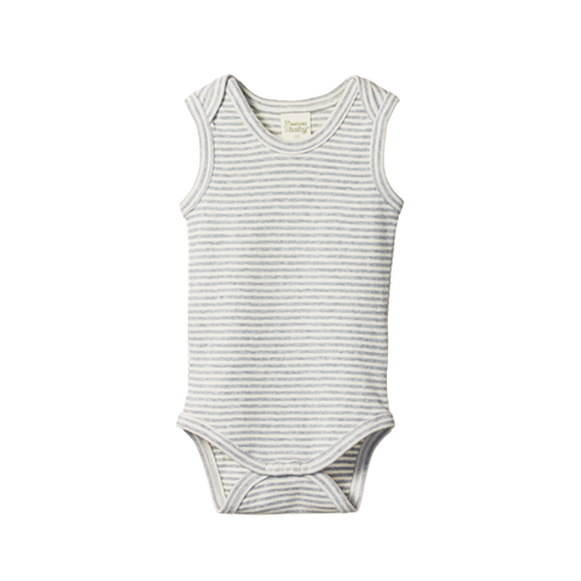 Singlet Bodysuit Grey Marl Stripe