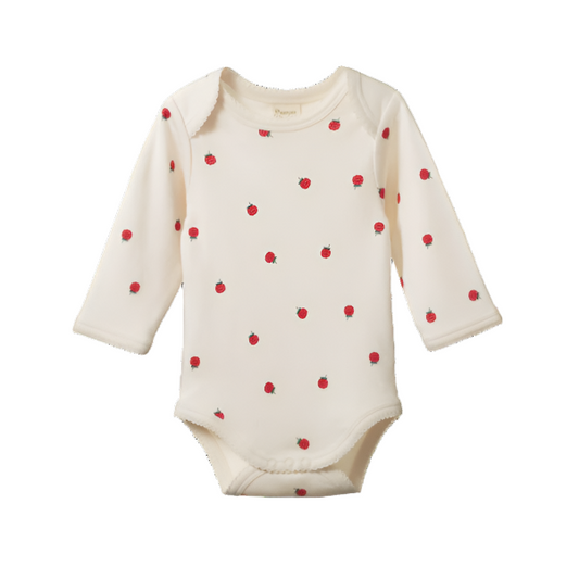 Cotton Long Sleeve Bodysuit Raspberry