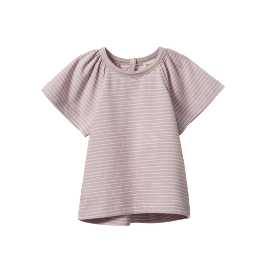 Faye Tee Lilac Natural Pinstripe