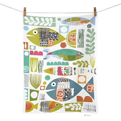 Cotton Tea Towel Fish School