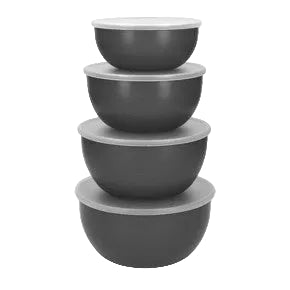 Meal Prep Bowls Set 4 w Lids Charcoal Grey