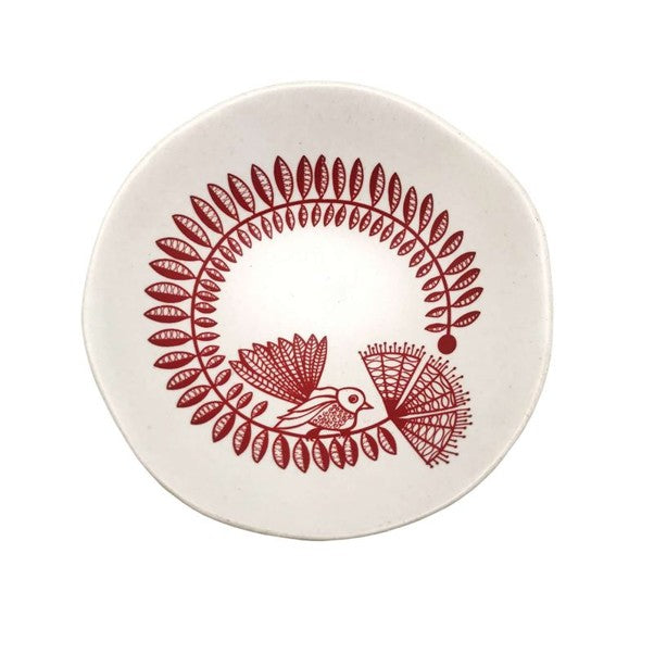 Red Fantail & Pohutukawa on White