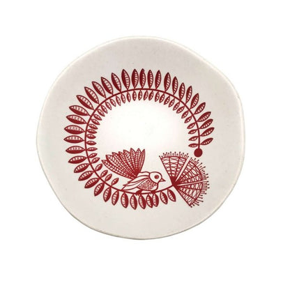 Red Fantail & Pohutukawa on White