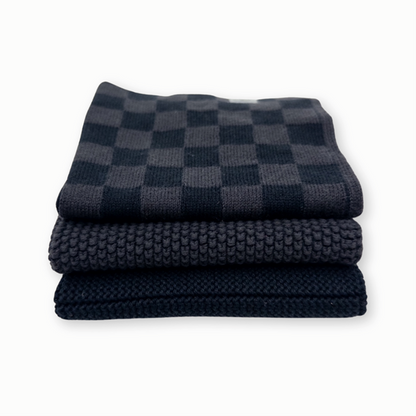 Dishcloth 3 Pack Poppy Seed Chequer