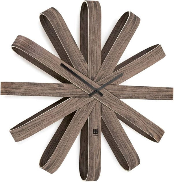 Ribbonwood Wall Clock Aged Walnut