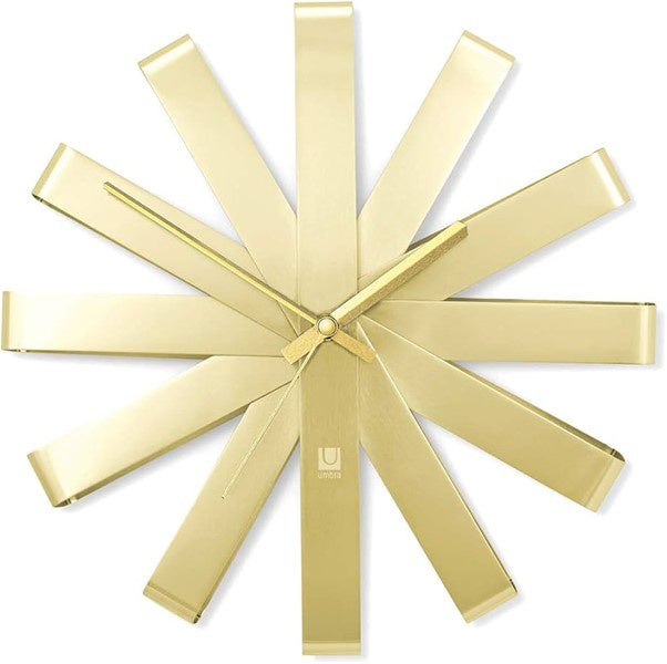 Ribbon Wall Clock 31cm Brass