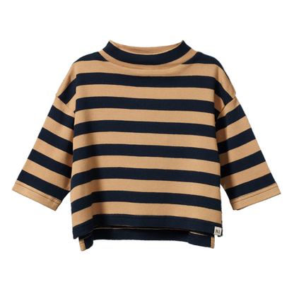 T Neck Navy/Caramel Stripe