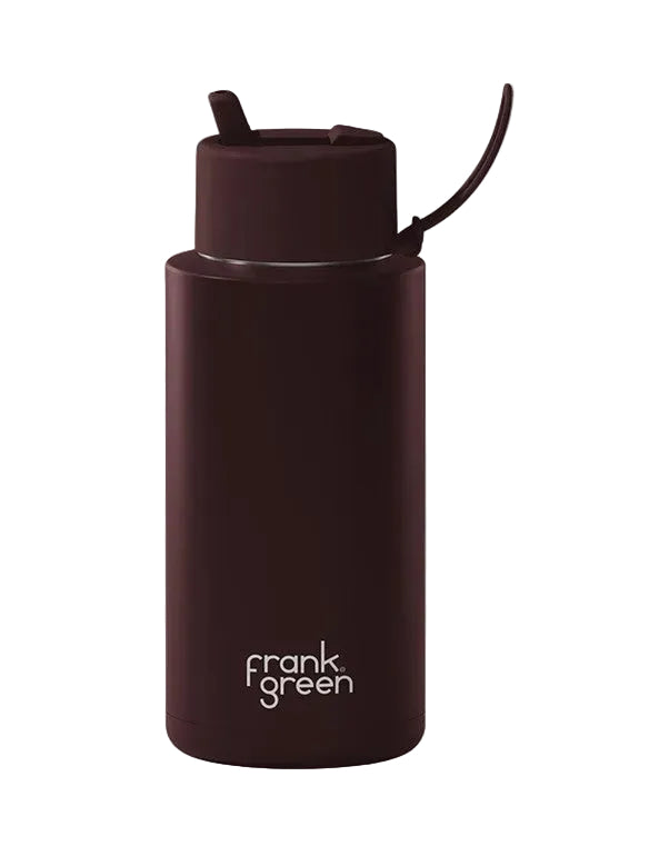 Ceramic Bottle w Flip Straw Lid 1L Chocolate