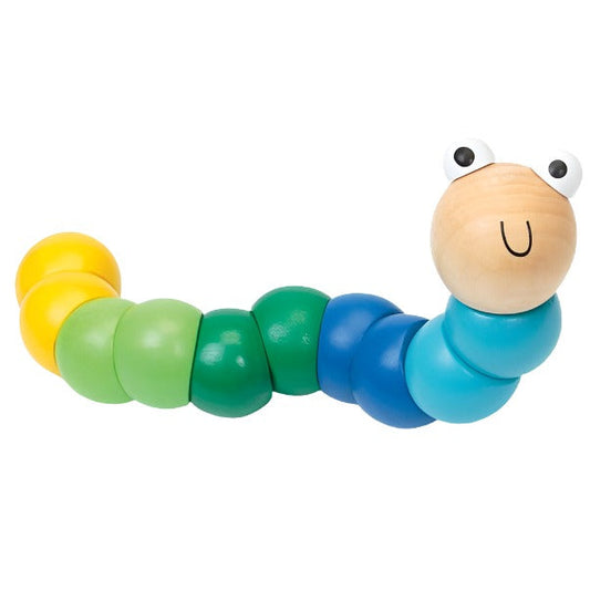 Wooden Jointed Worm Blue/Green