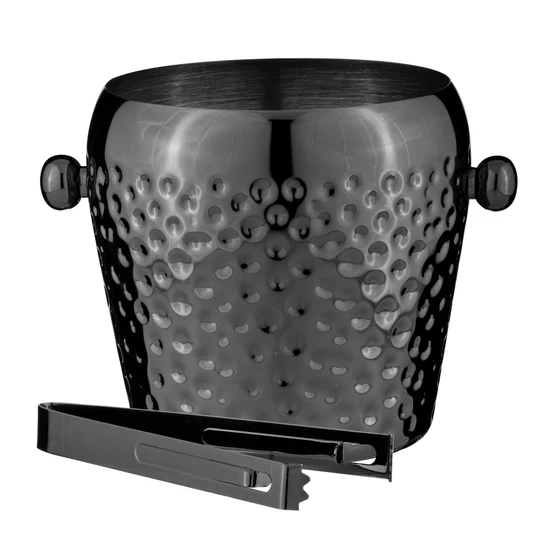 Spencer Hammered Black Ice Bucket