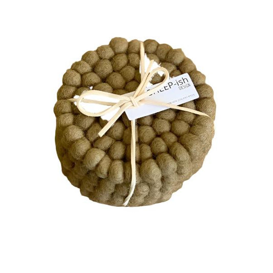 Felt Ball Coasters Olive