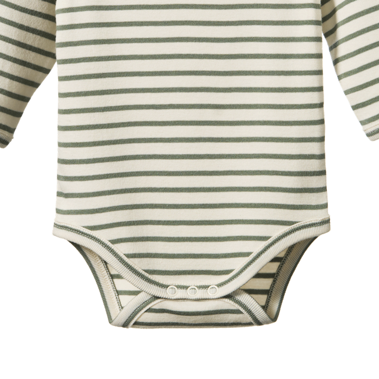 Cotton Long Sleeve Bodysuit Nettle Sailor Stripe