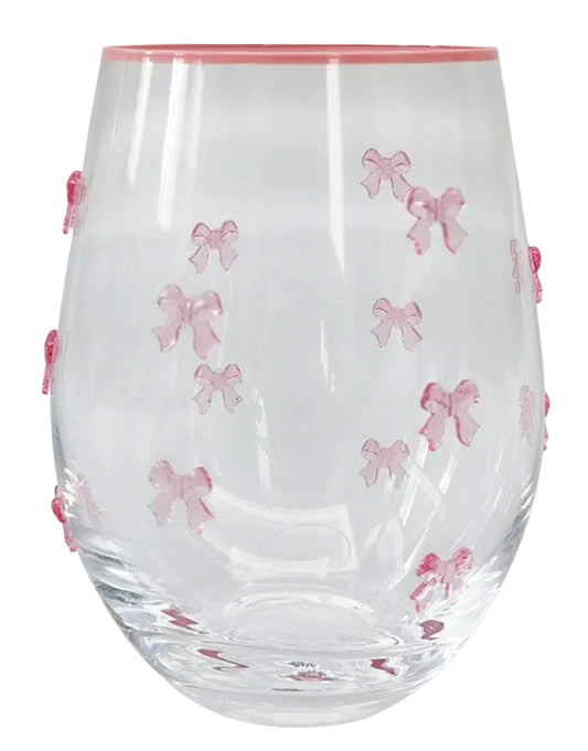Kaya Bow Stemless Glass Pink