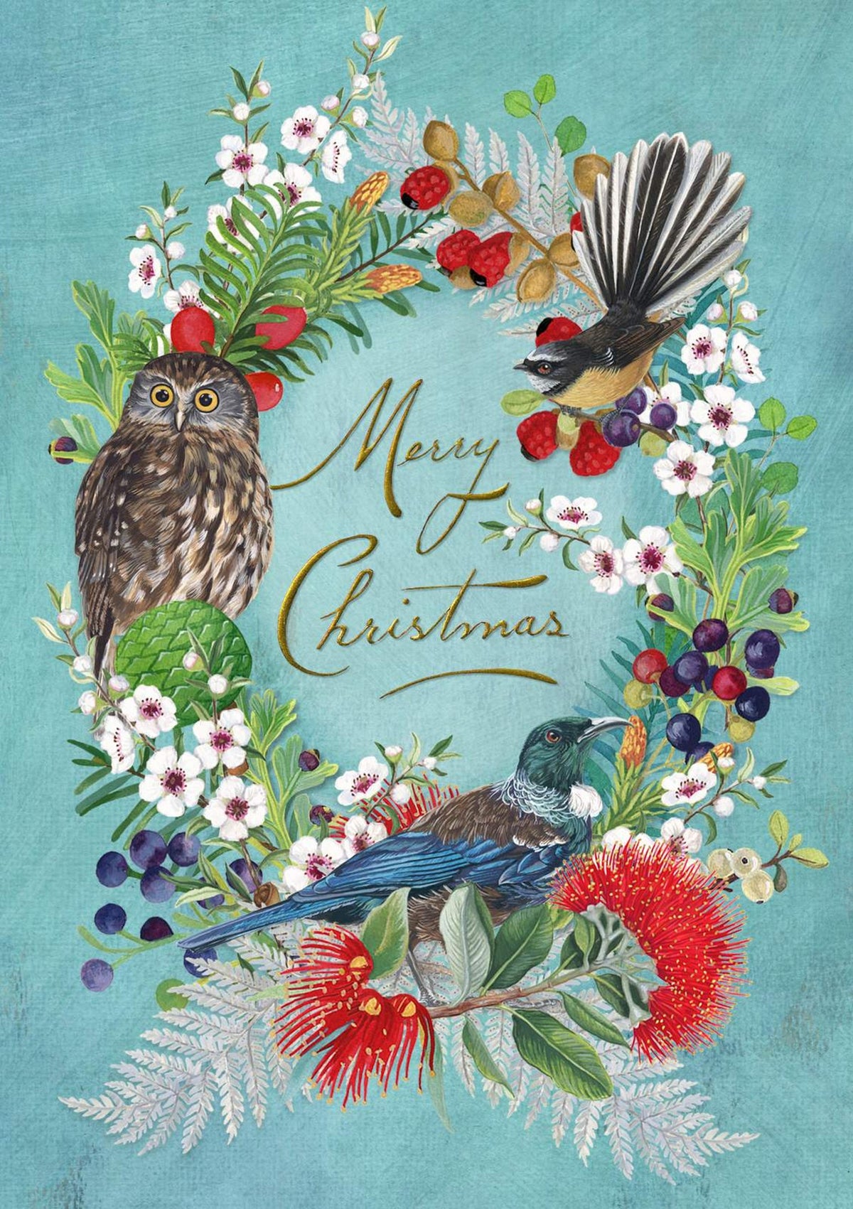 Card NZ Kirihimete Birds