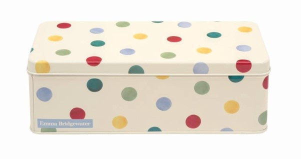 Polka Dot Long Deep Rectangle Tin