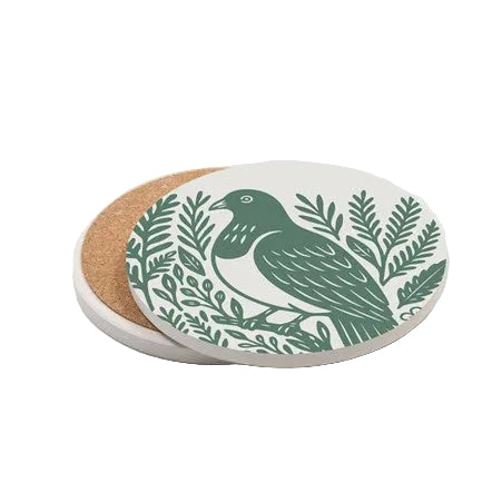 Coaster Woodcut Kereru Ceramic