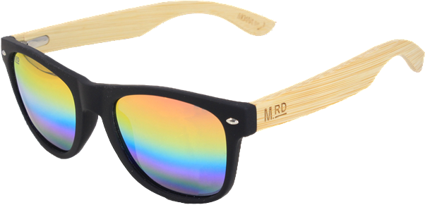 Sunnies Black With Rainbow Reflective Lens