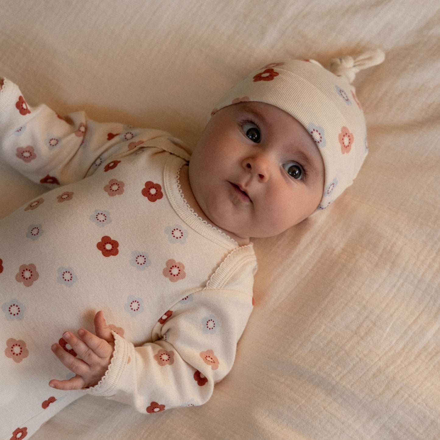 Cotton Long Sleeve Bodysuit Petite Flora Stamp