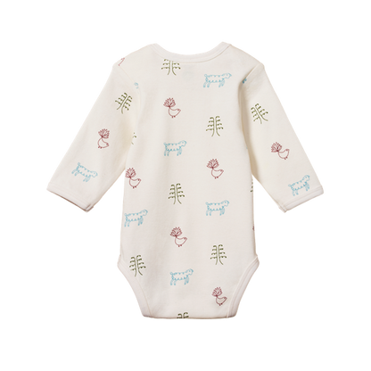Cotton Long Sleeve Bodysuit Nature Baby Print