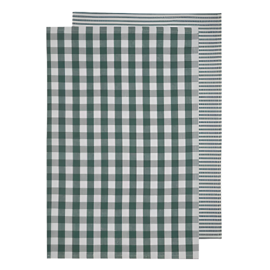 Eco Gingham Green 2pk Kitchen Towel