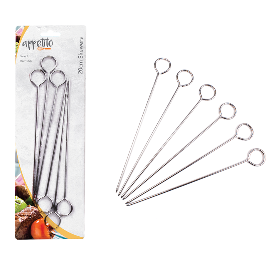 Set6 Chrome Skewers 20cm