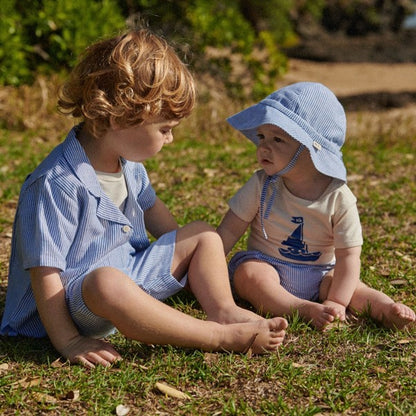 James Shorts Linen Blue Stripe