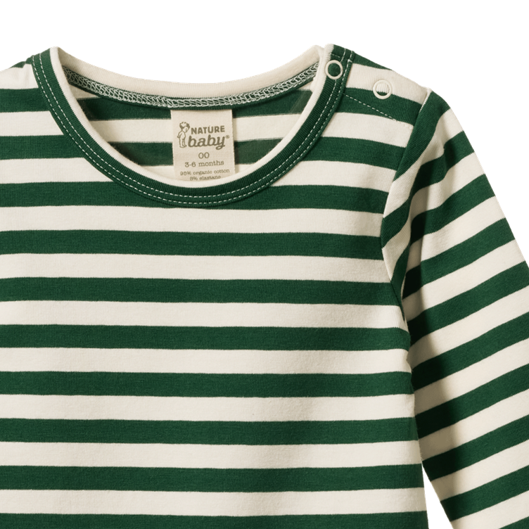 Stretch Jersey Long Sleeve Bodysuit Eden Sea Stripe