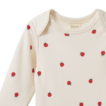 Cotton Long Sleeve Bodysuit Raspberry
