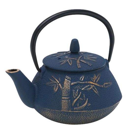 Teapot Cast Iron Bamboo Navy/Bronze